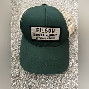 Filson Forest Green and Beige Trucker Cap